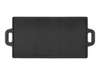 Black rectangular cast iron griddle with two handles