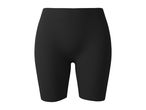 Black ribbed cycling shorts with a high waist