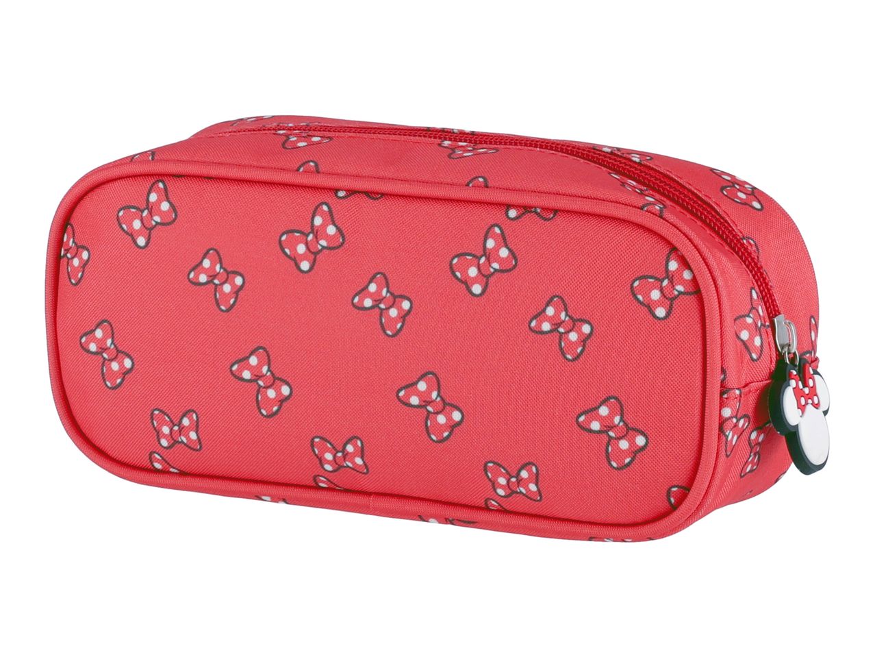 Minnie Mouse red pencil case with bows.
