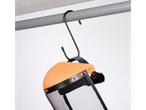 Protective face mask and hook hanging on a pipe.