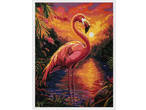 CRELANDO Teemantmaali komplekt: roosa flamingo päikeseloojangul palmipuudega.