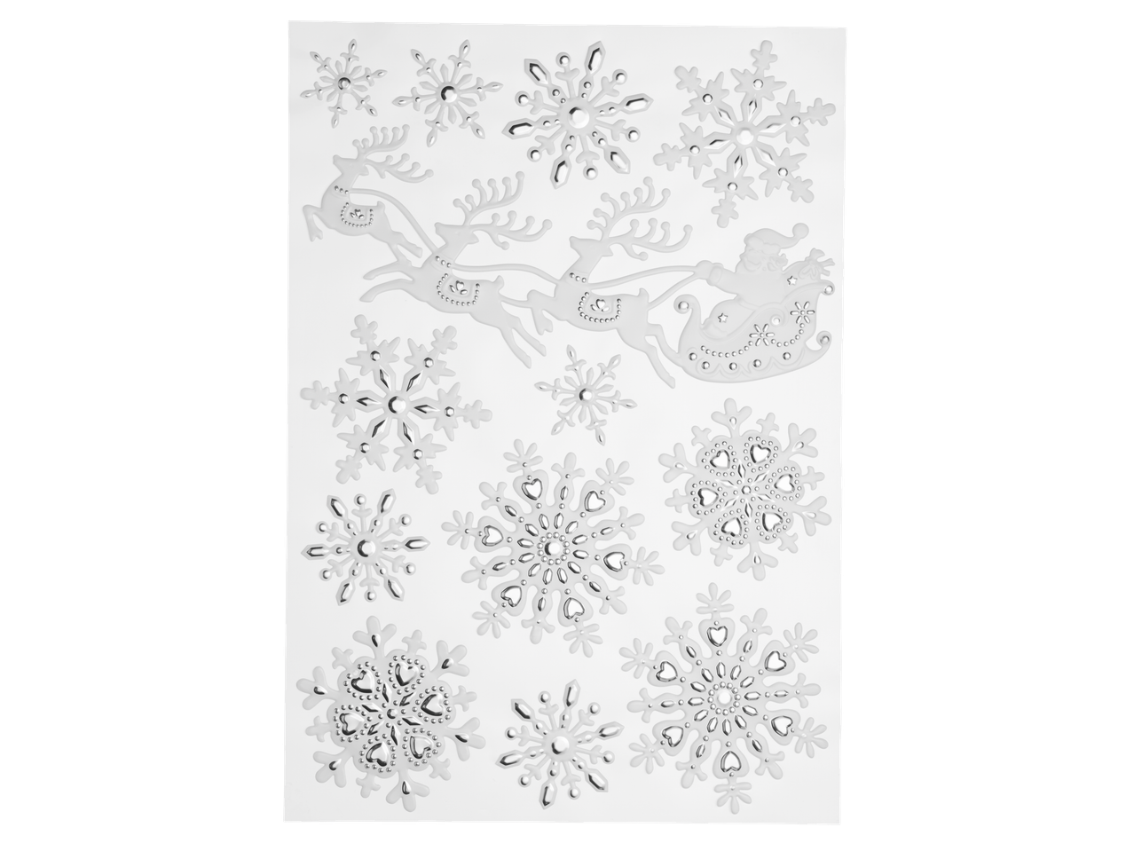 Livarno Home 3D-Aufkleber-Set: Kalėdiniai lipdukai su snaigėmis, Kalėdų Seneliu ir elniais