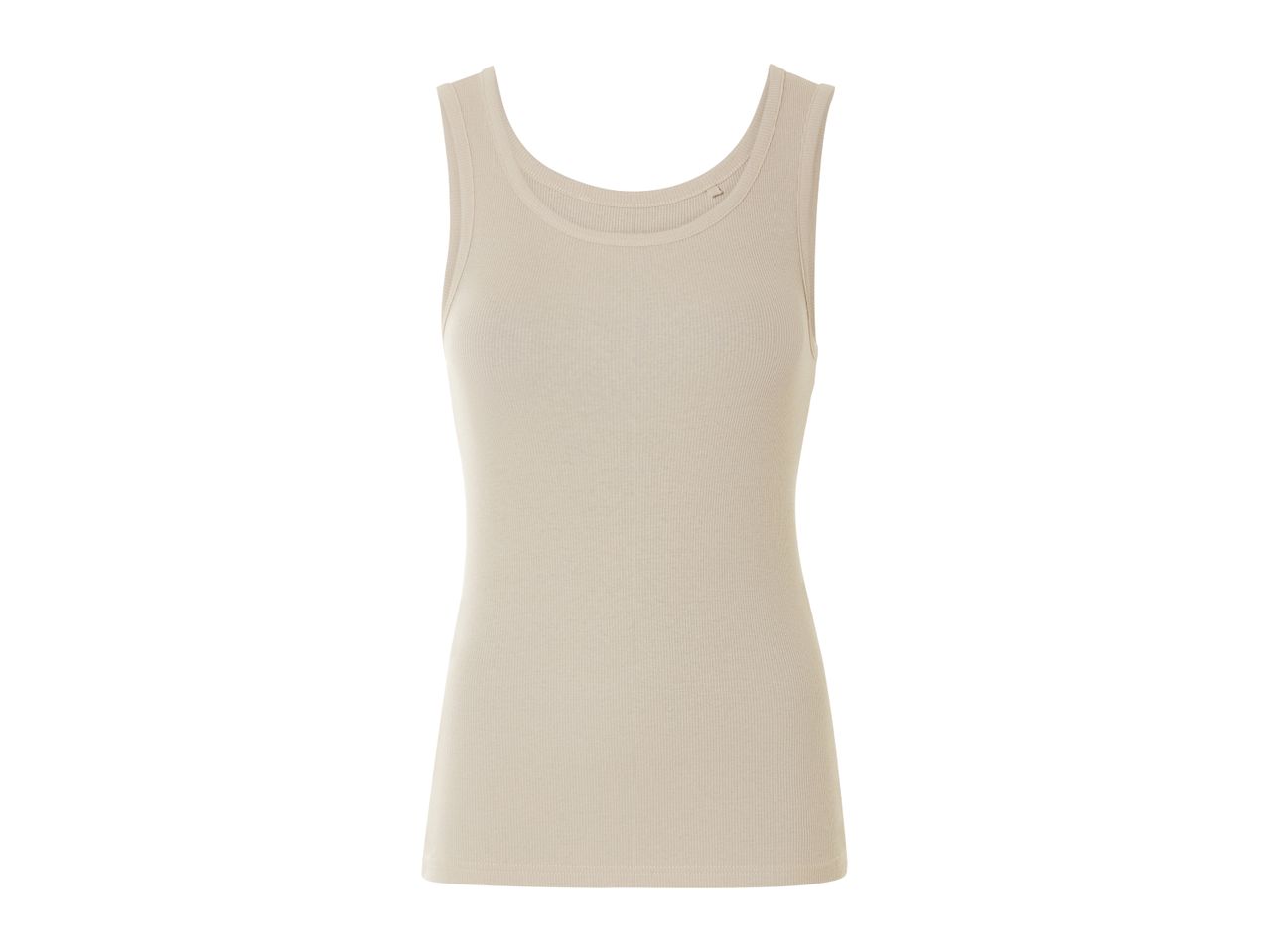 A beige women's sleeveless top.