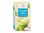 Boîte de Matcha Latte saveur noix de coco, style japonais, avec une tasse de matcha.