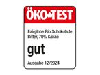 ÖKO-TEST: Fairglobe Bio Schokolade, 70% Kakao, gut bewertet.