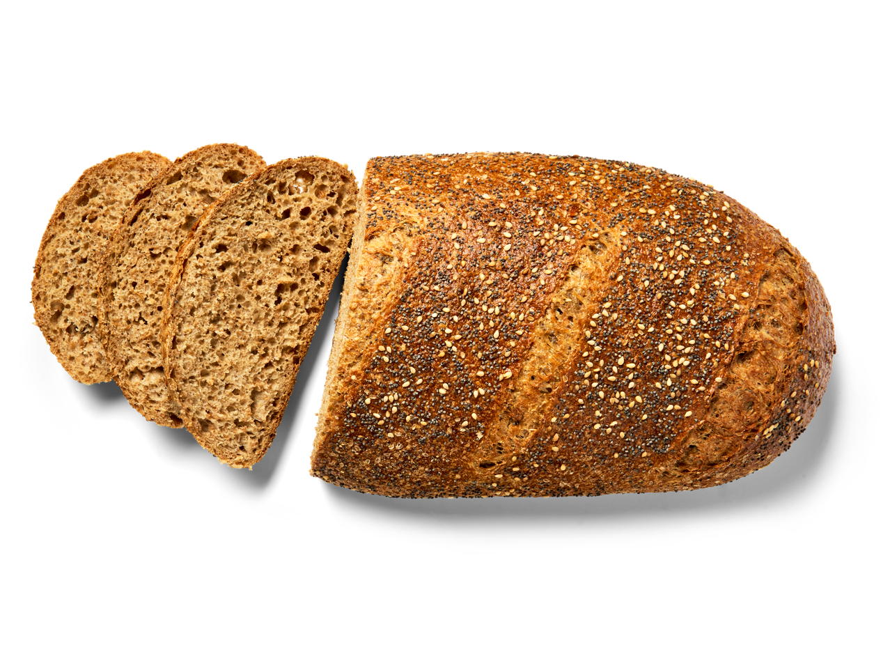 Gesneden brood met diverse zaden.