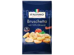 Paquet de bruschetta au goût pizza avec 10% d'huile d'olive, spécialité de Lombardie.