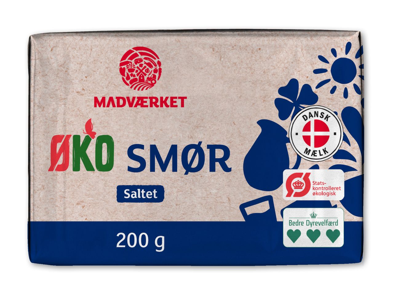 Økologisk smør fra Madværket, saltet, 200 g.