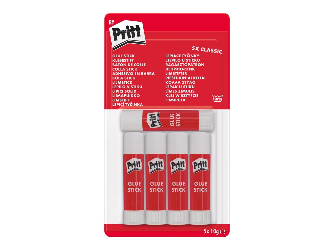 Pritt ragasztó stiftek 5 db-os csomagolásban.