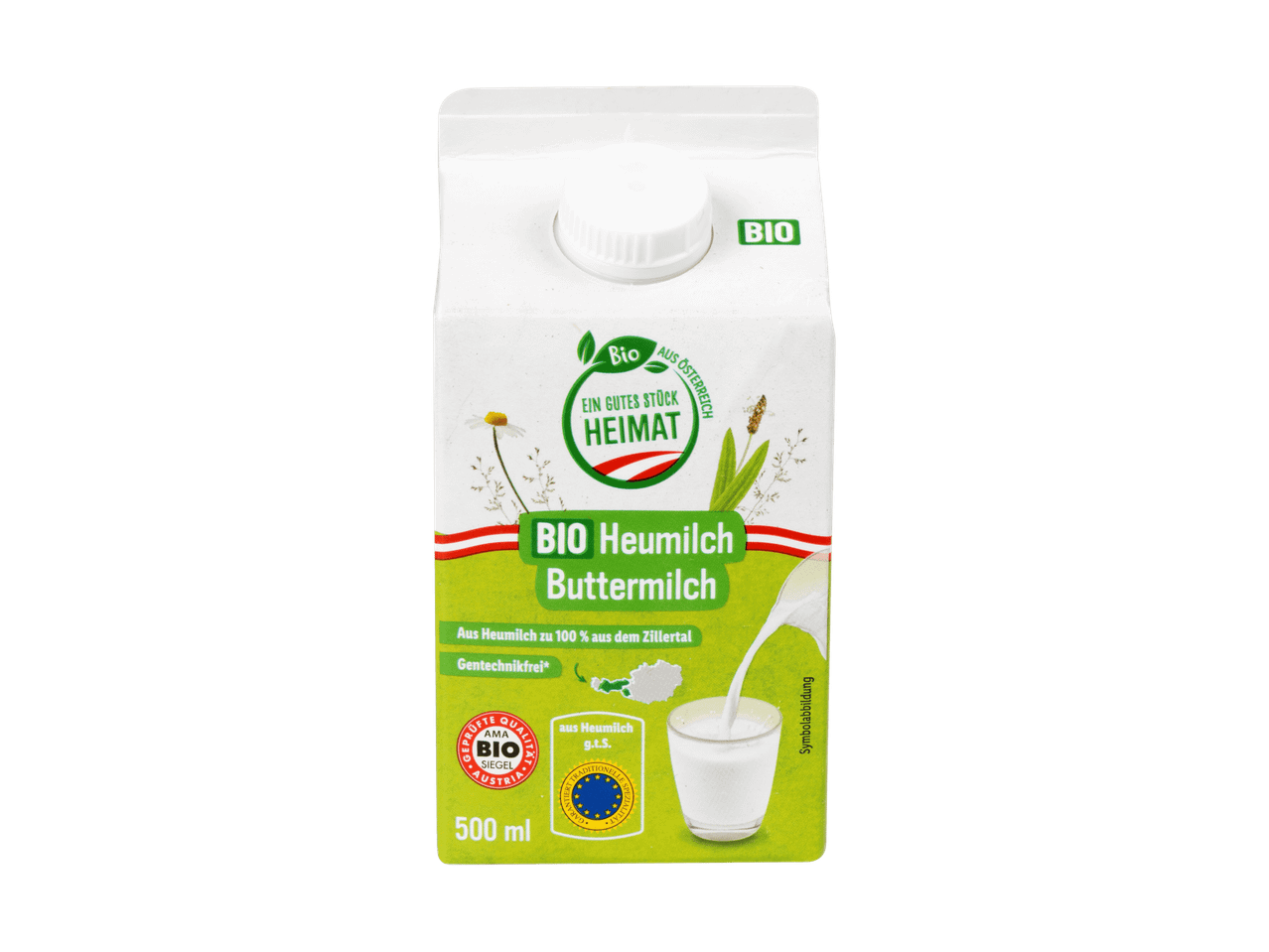 500ml Bio Heumilch Buttermilch aus dem Zillertal.
