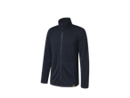 Dark blue zip-up fleece jacket.