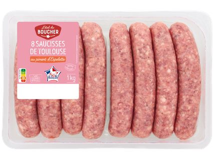 L'ÉTAL DU BOUCHER 8 saucisses de Toulouse au piment d'Espelette