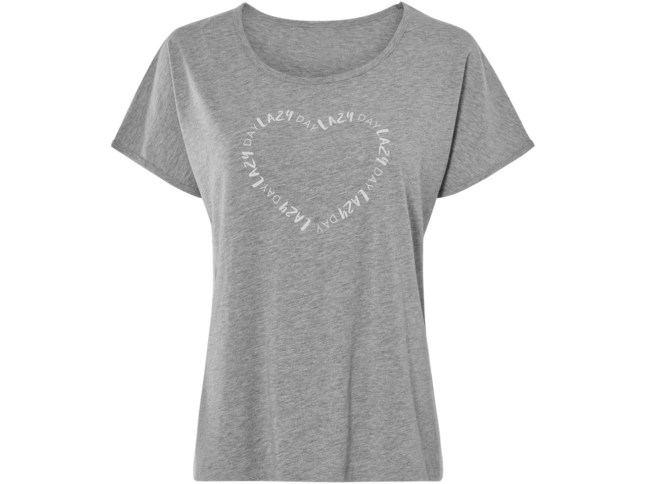 Tricou gri cu inscripția "Lazy Day" în formă de inimă.