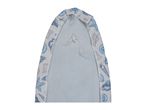 Ironing board cover with a blue and grey seashell pattern