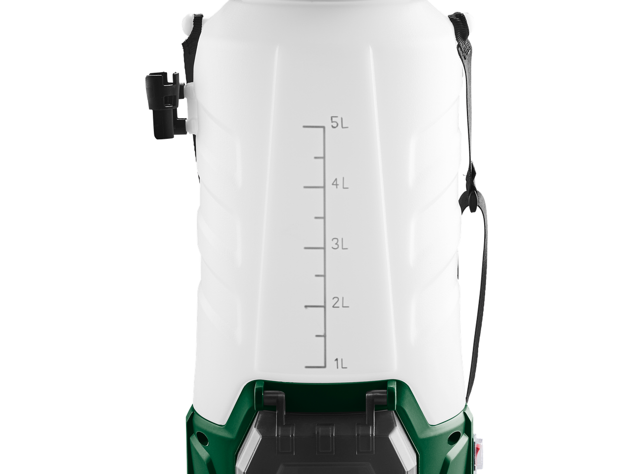 Parkside akuga surveprits 5L mahutavuse märgistustega.