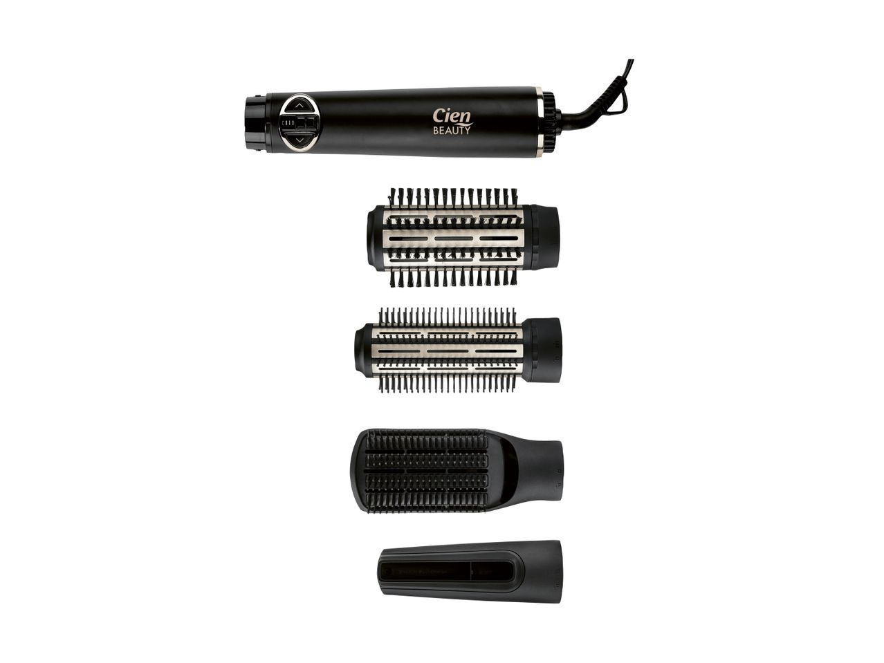 Cien Beauty hot air styler with multiple brush attachments for different hairstyles.