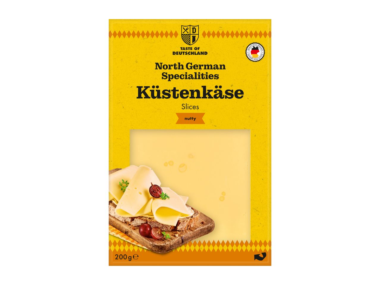 A package of North German Küstenkäse cheese slices, 200g.