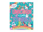 A colorful children's book cover titled '5-Minute Unicorn Stories' with various cartoon characters.