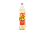 Fles frisdrank met citrussmaak, met afbeeldingen van sinaasappel, grapefruit, limoen en mandarijn.
