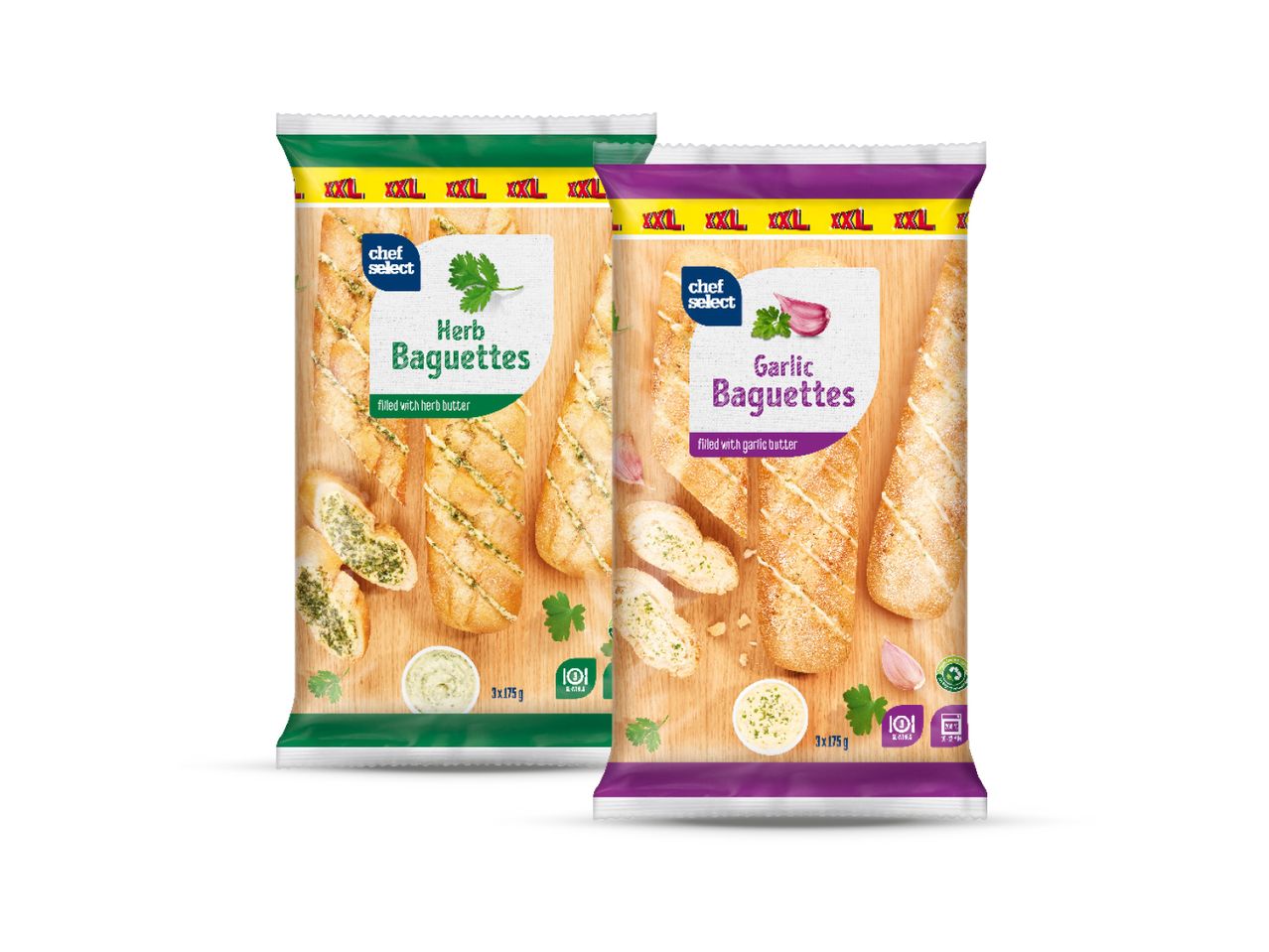 Chef Select XXL baguettes s češnjakom i začinskim biljem.