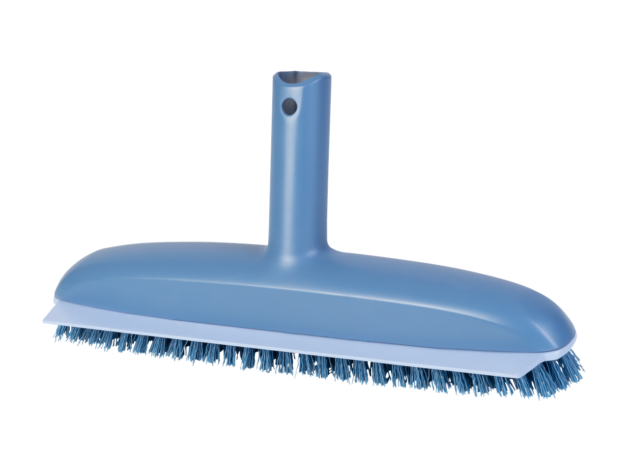 Escova de limpeza W5 azul com cerdas e rodo integrado.