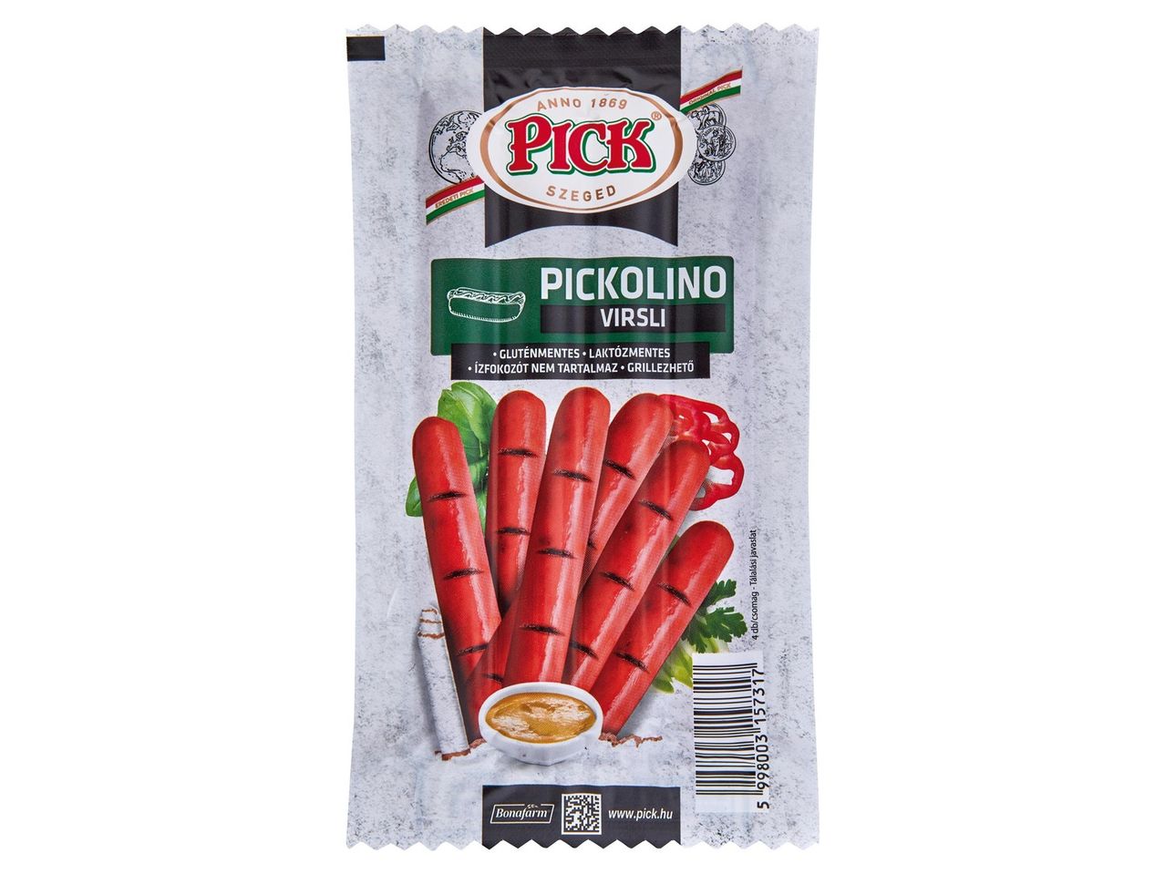 Pick Szeged Pikolino virsli: csomagolás kész virslivel.