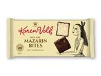 Pakke med mazarinkager med chokoladeovertræk, med en tegning af en kvinde.