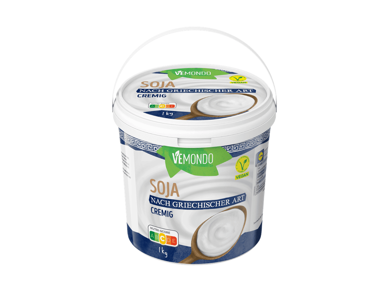 Veganer Sojajoghurt nach griechischer Art, cremig, 1 kg, mit Nutri-Score A