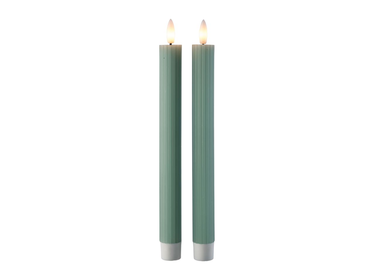 Go to full screen view: Livarno Home LED Real Wax Candles - 2 Pack - Green - Image 2