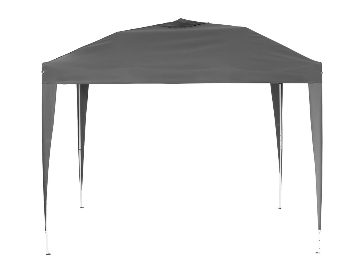 Grey foldable gazebo for outdoor use.