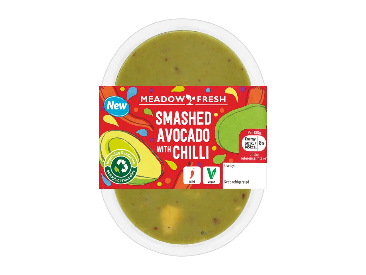 Meadow Fresh smashed avocado with chilli: new, vegan.