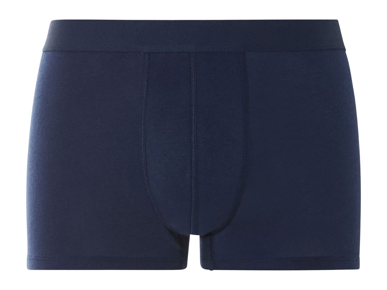 Dark blue men's boxer briefs with a wide elastic waistband.