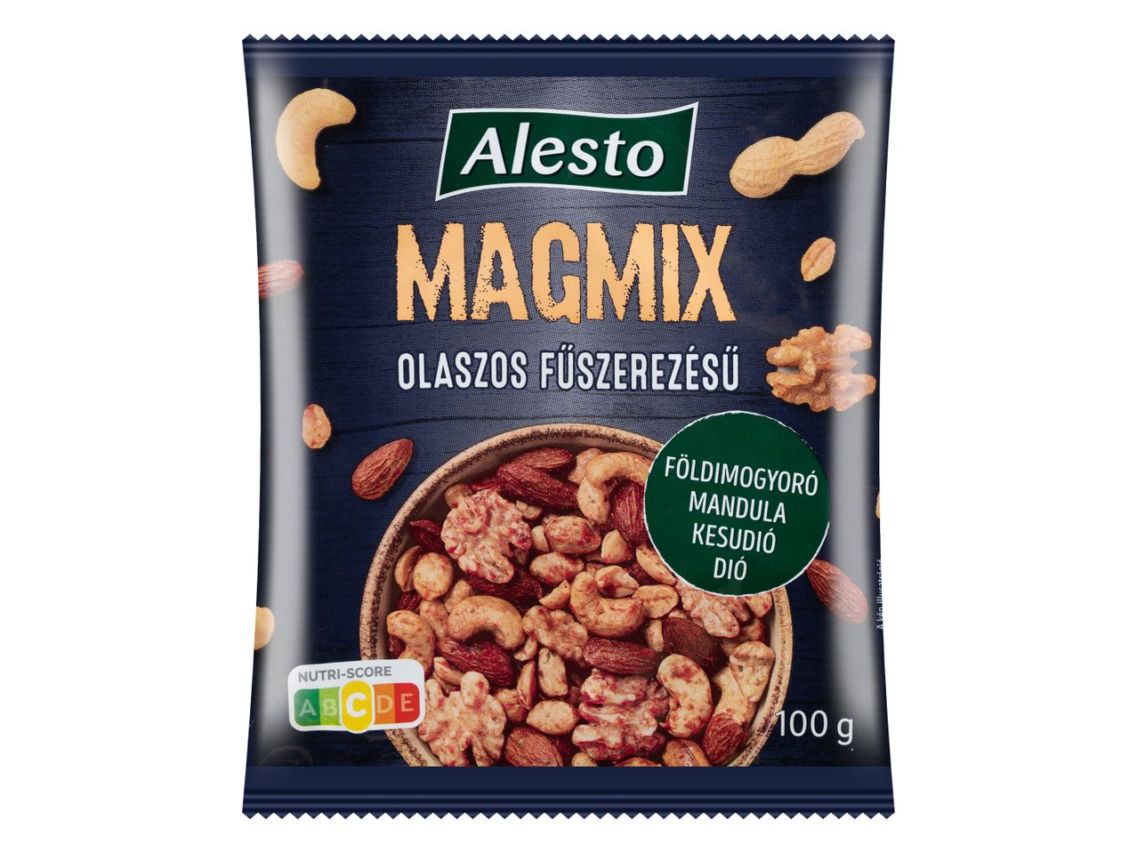 Alesto Magmix magkeverék: földimogyoró, mandula, dió és kesudió.