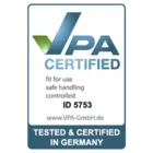 VPA CERTIFIED, ID 5753, testado e certificado na Alemanha.