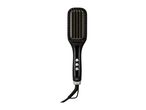 Black heated hair straightening brush with control buttons and a power cord.