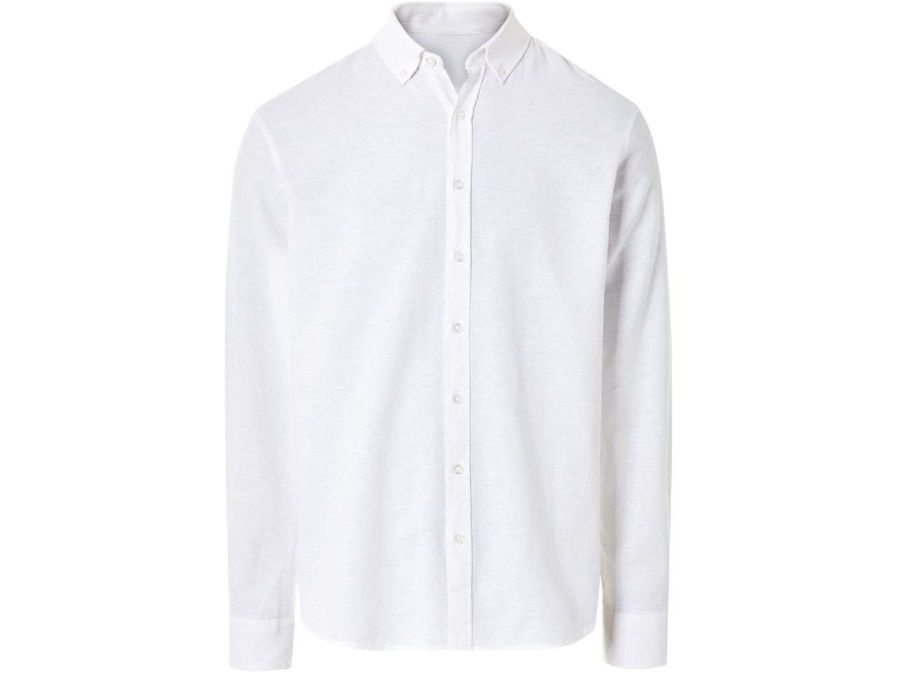 A white long-sleeved button-down shirt.