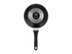 Bottom view of a black frying pan with a silver base and Silvercrest logo.