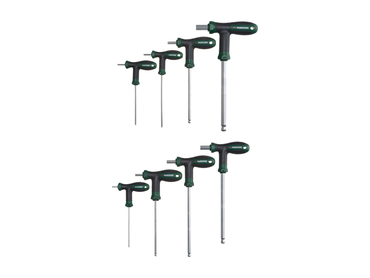 Komplet T-ročajev in imbus ključev v različnih velikostih.
