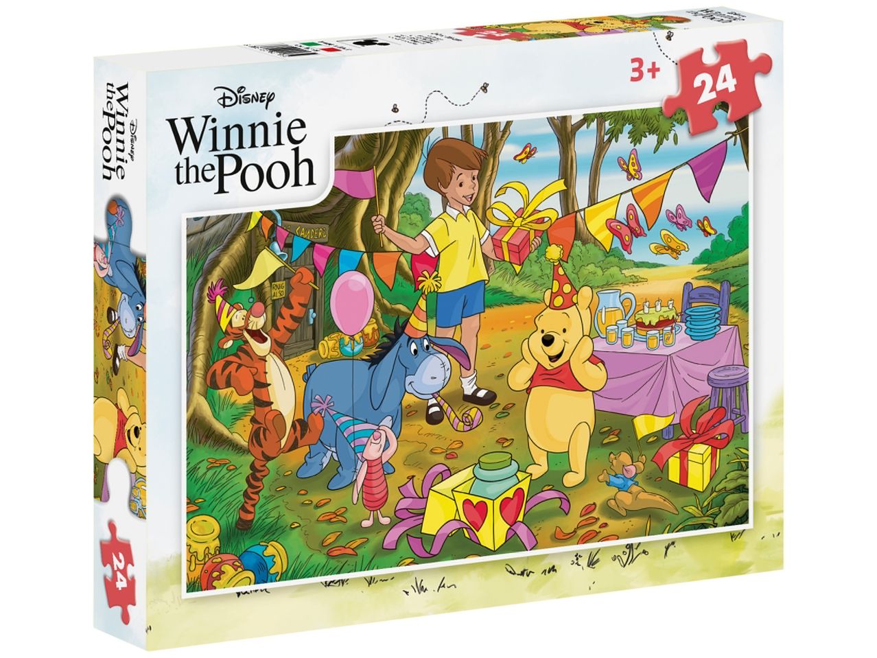 A 24-piece Disney Winnie the Pooh birthday party jigsaw puzzle.