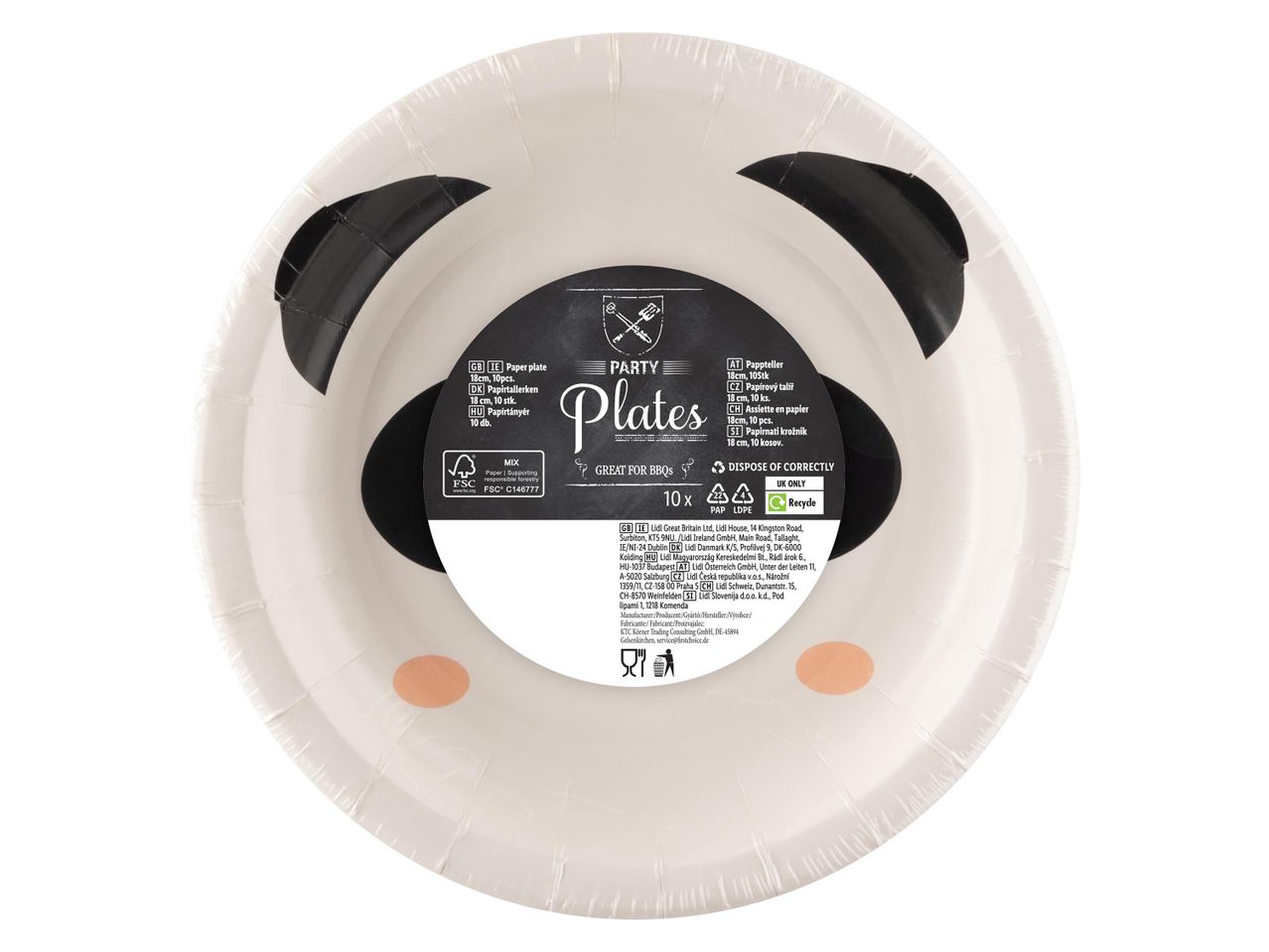 Panda mintás papírtányér.