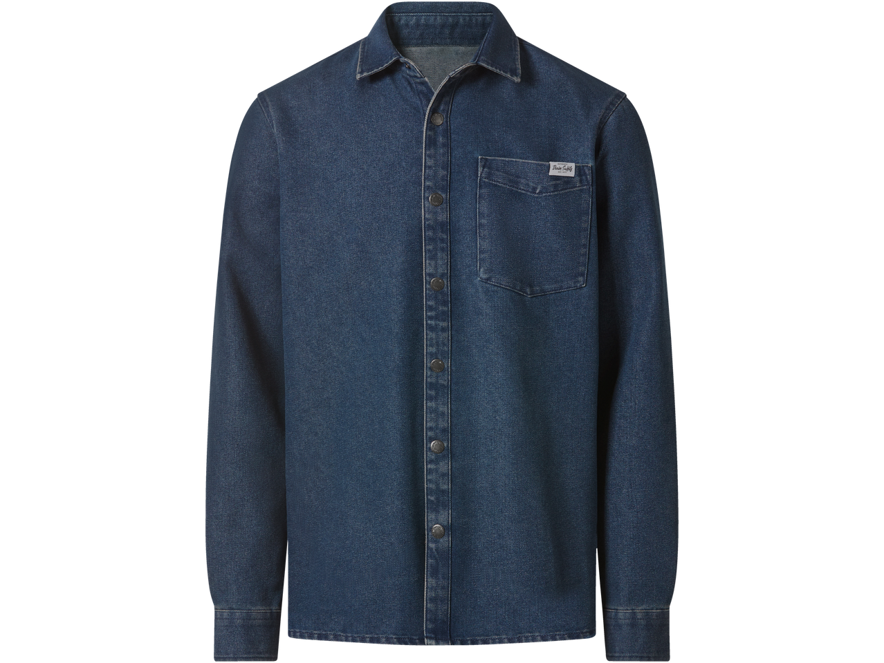 Esmara Men vyriški tamsiai mėlyni džinsiniai marškiniai su kišene ir sagomis.