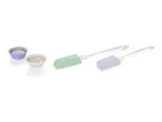 Pastel-colored silicone spatulas and small bowls.