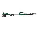 Long-reach drywall sander with a circular sanding head and vacuum hose.