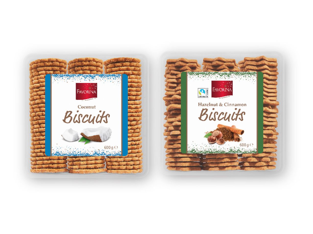 Favorina kookose ja sarapuupähkli-kaneeli küpsised, 600g pakendid