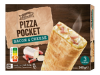 Pizza Pocket Trattoria Alfredo com bacon e queijo: 3 unidades congeladas.