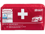 Sensiplast Car First Aid Kit, red bag with white cross, TÜV Rheinland certified.