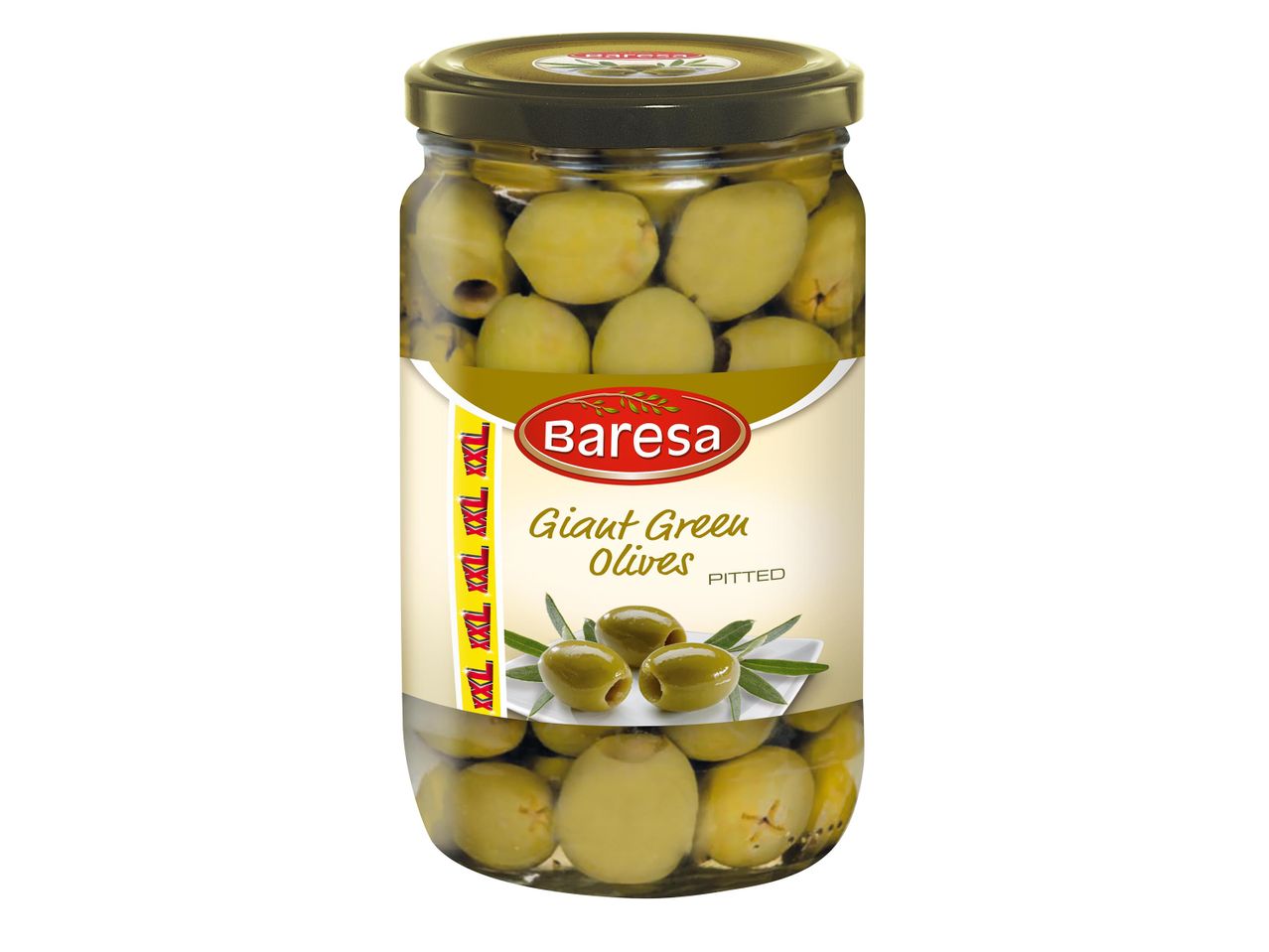 Baresa óriás zöld olajbogyó üvegben, magozott