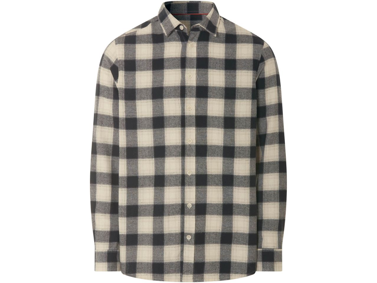 Black and white plaid long-sleeve shirt