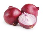 Two whole red onions and one half.