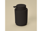LIVARNO HOME® badkameraccessoires: Een zwarte keramische zeepdispenser met geribbelde textuur.